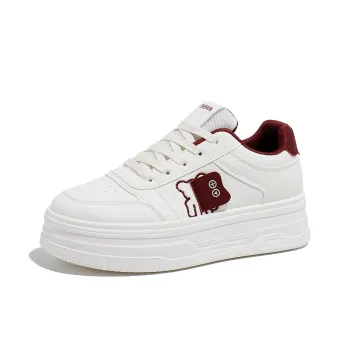 Babaya Skateboard Shoes Women's Low Top Beige Burgundy/Beige