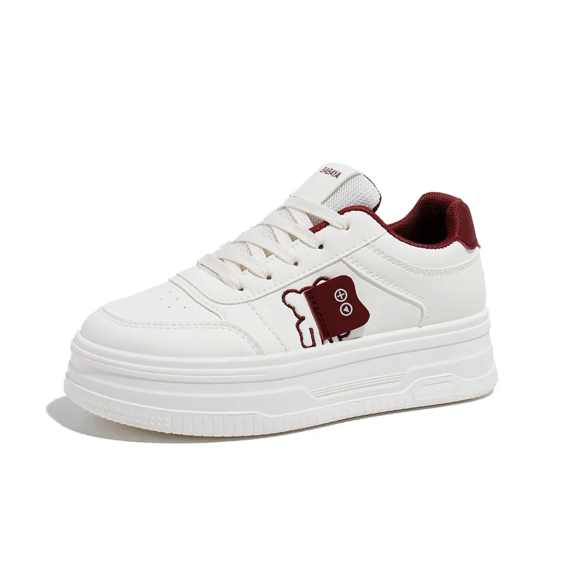 Babaya Skateboard Shoes Women's Low Top Beige Burgundy/Beige-0