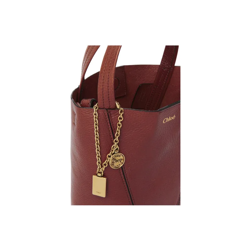 Chloe Spin Cow Leather Tote Bag, Shopping Bag, Shoulder Bag, Handbag Trumpets Women's Dark Pink-4