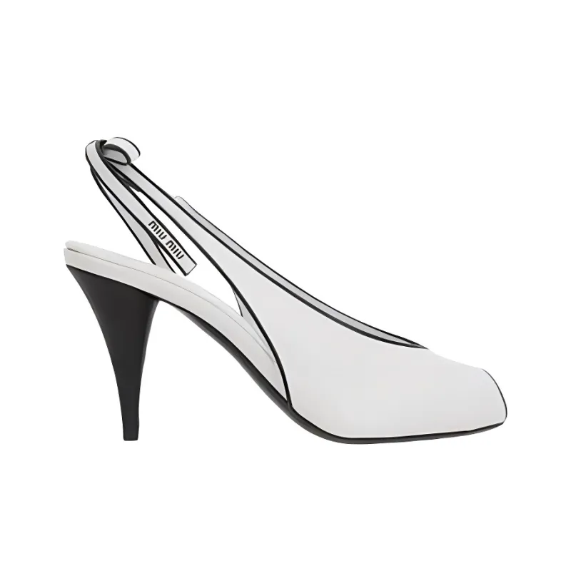 MIU MIU Cone Heel High Heels Women's White-1