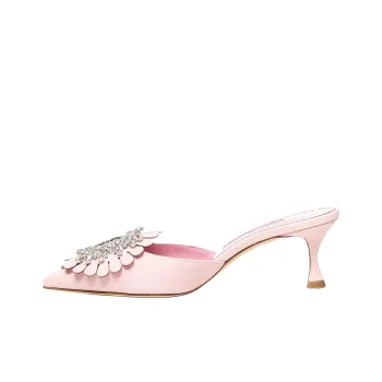 MANOLO BLAHNIK Closed Toe Slippers 5cm Women's Pink