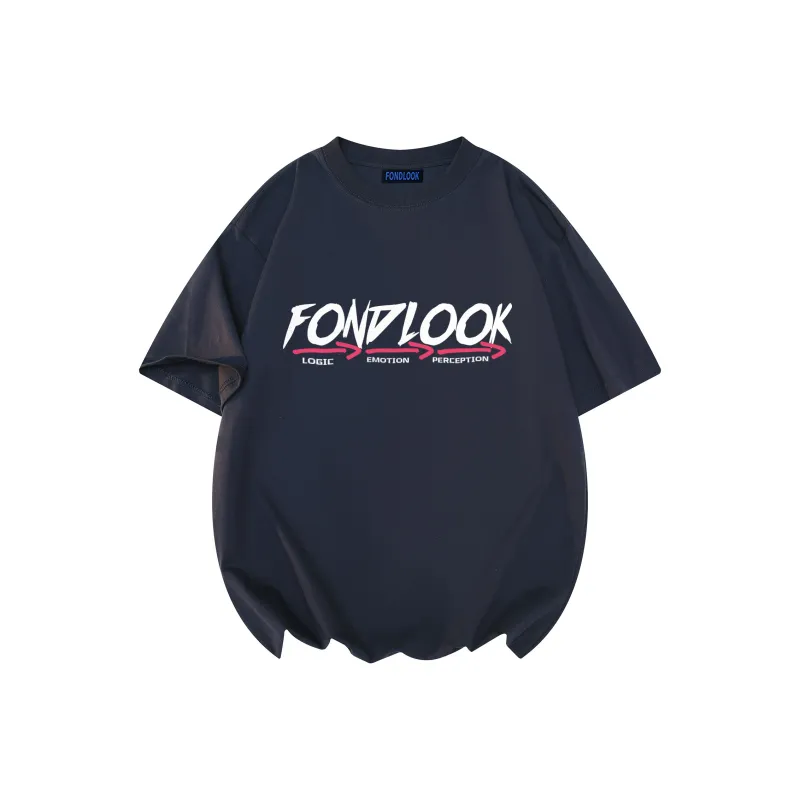 FONDLOOK T Shirts Unisex Navy Blue-1