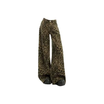 YINLEI Jeans Unisex Leopard Print
