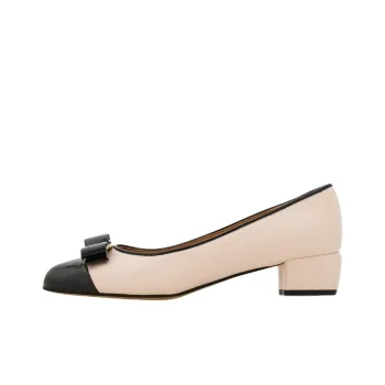 FERRAGAMO Vara Block Heel High Heels 3cm Women's Beige