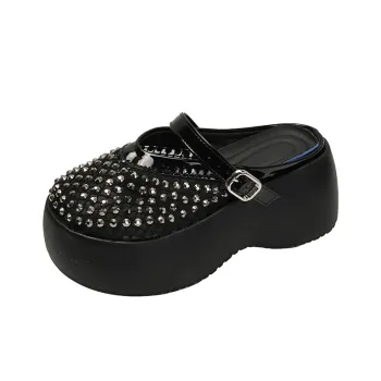 AJPAP Rubber Sole Cut Out Closed Toe Slippers Women's