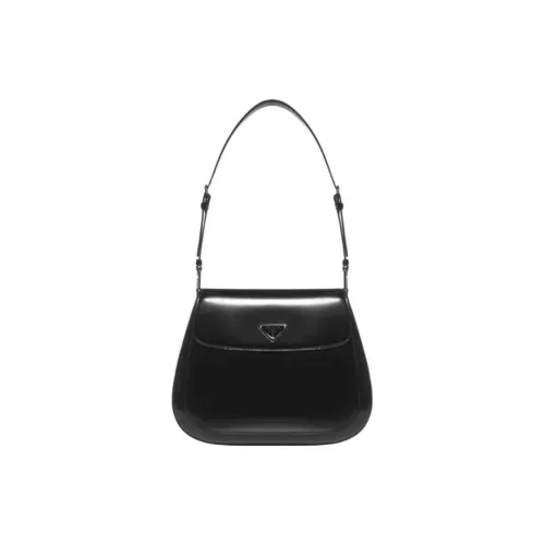 PRADA Cow Leather Shoulder Bag Women's Black