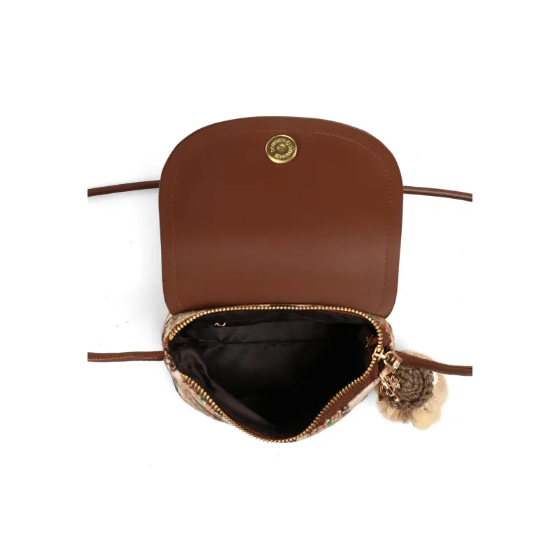 PT'SON Fabric, Synthetic Leather Shoulder Bag, Crossbody Bag Regular Women's Coffee-5