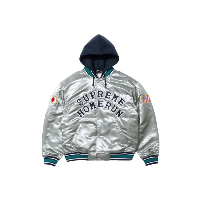Supreme Homerun Satin Hooded Varsity Jacket-3