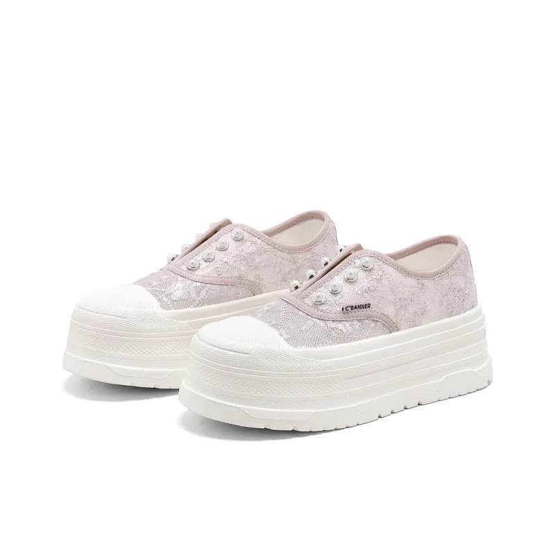 C°BANNER Casual Shoes Women's Low Top Pink Purple/Beige/Yellow-2