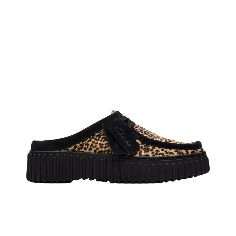 Clarks Rubber Sole Abrasion Resistant Closed Toe Slippers Women's Leopard Print-1