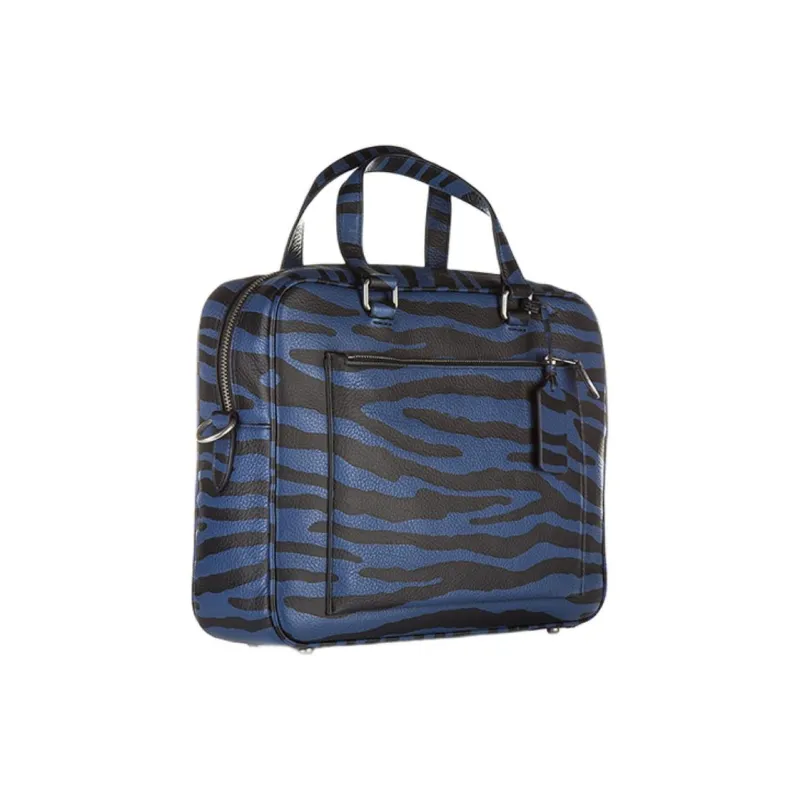 COACH Hudson Leather Portable Briefcase Shoulder Bag Crossbody Bag Large Size Men's Black & Blue-1