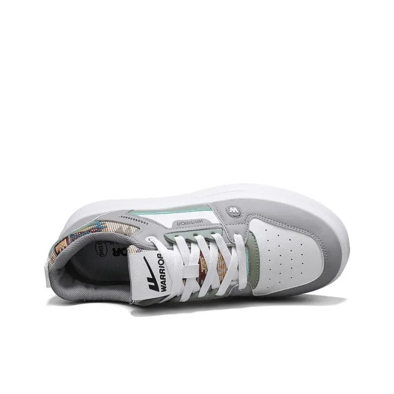 Warrior Slip Resistant, Abrasion Resistant, Lightweight Low Top Skateboard Shoes Men's Gray White Green-2
