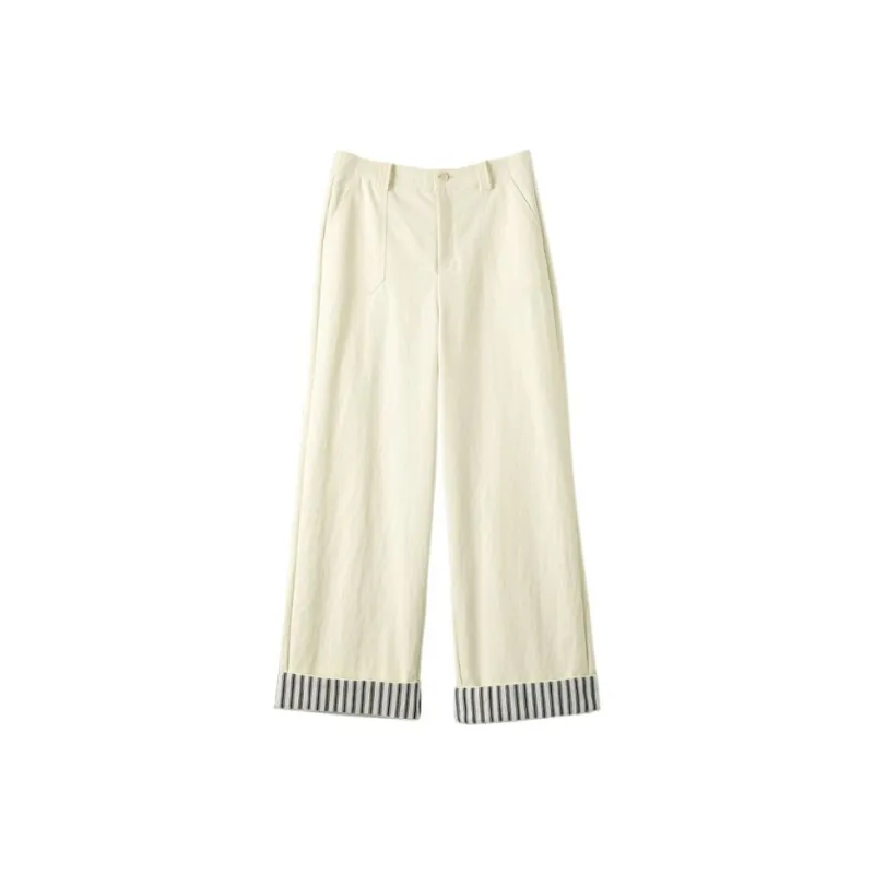 Late White Casual Pants Women's Ecru-0