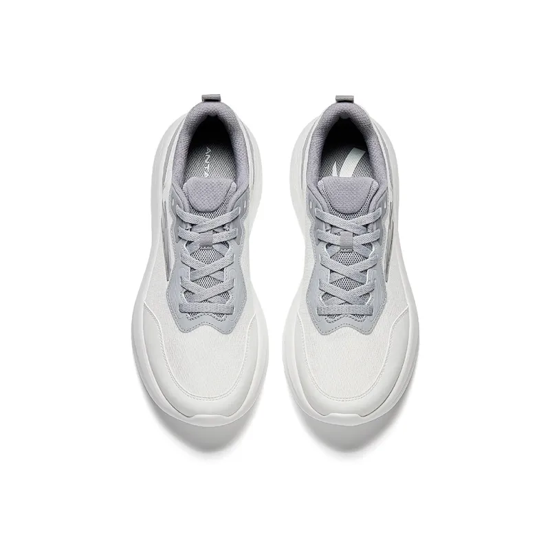Anta Shock Absorbers With Slip Resistant Features Low Top City Commute Running Shoes Men's White Gray-3