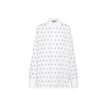 PRADA Eyelet Embellished Button Up Shirt