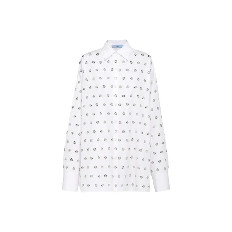 PRADA Eyelet Embellished Button Up Shirt-0