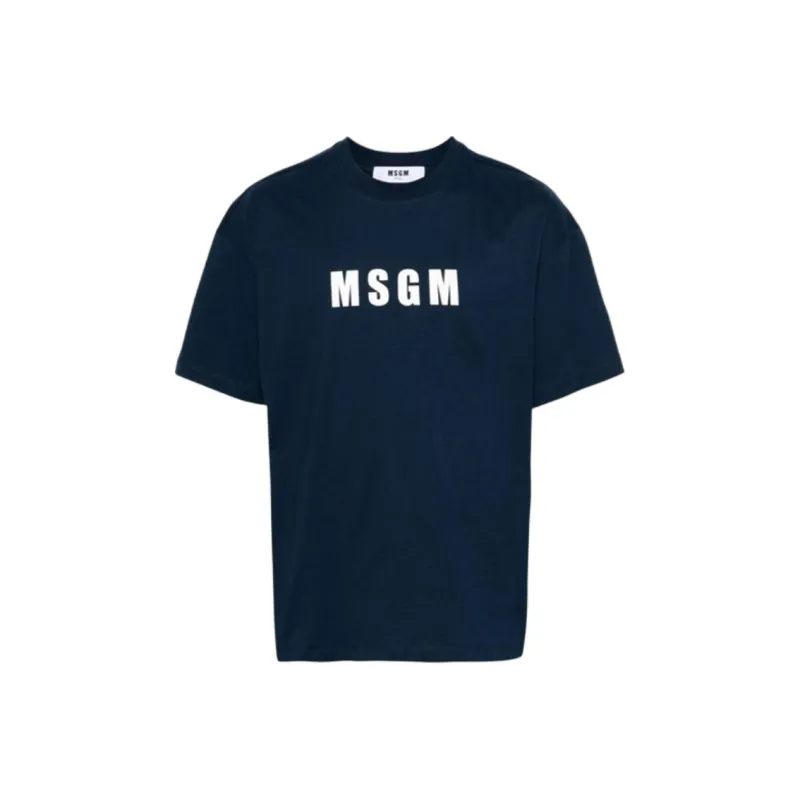 MSGM T Shirts Men Marine Blue-0