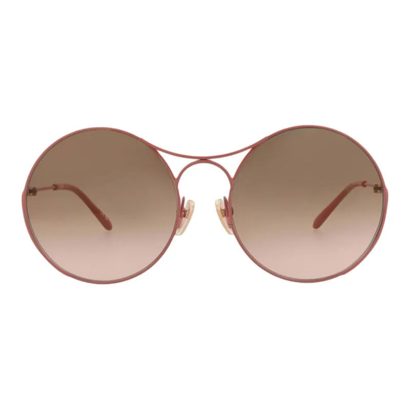 Chloe Acetate Round Sunglasses Unisex Red-1