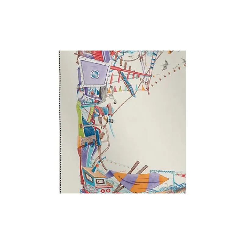 HERMES 100% Cotton Silk Scarves Women's White-1