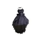 Dark Blue Dress with Bowknot and Train
