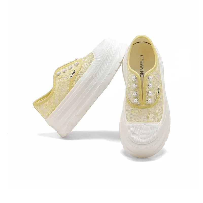C°BANNER Casual Shoes Women's Low Top Pink Purple/Beige/Yellow-12