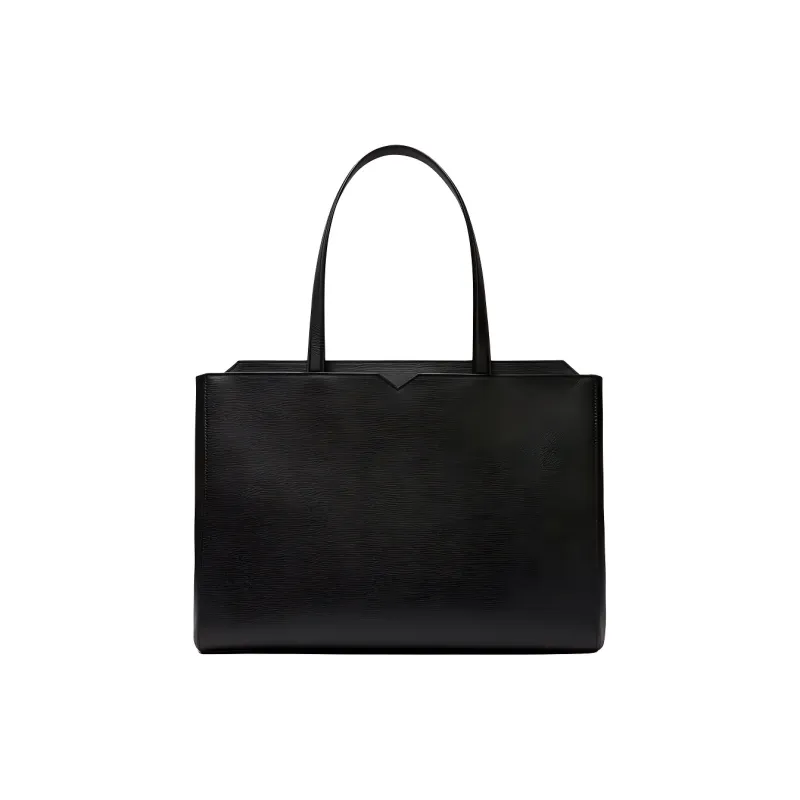 Valextra Millepunte Leather Tote Bag, Shopping Bag, Handbag Men's Black-1