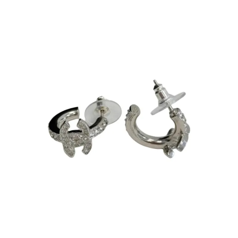 CHANEL Metal Earrings Unisex Silver-1
