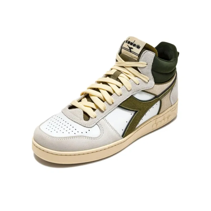 Diadora Magic Basket Anti Slip Wear Resistant Mid Top Skateboard Shoes Unisex White-2