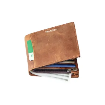 Mulinsen Cow Leather Wallet Men's Vintage Brown/Dark Brown