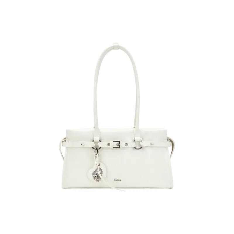 MCMIKO Split Cow Leather+Synthetic Leather Handbag Women's Cool And Fresh White-1
