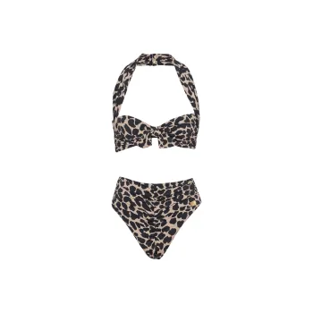 BALMAIN SS25 Two Piece Swimsuit Women's Leopard Print