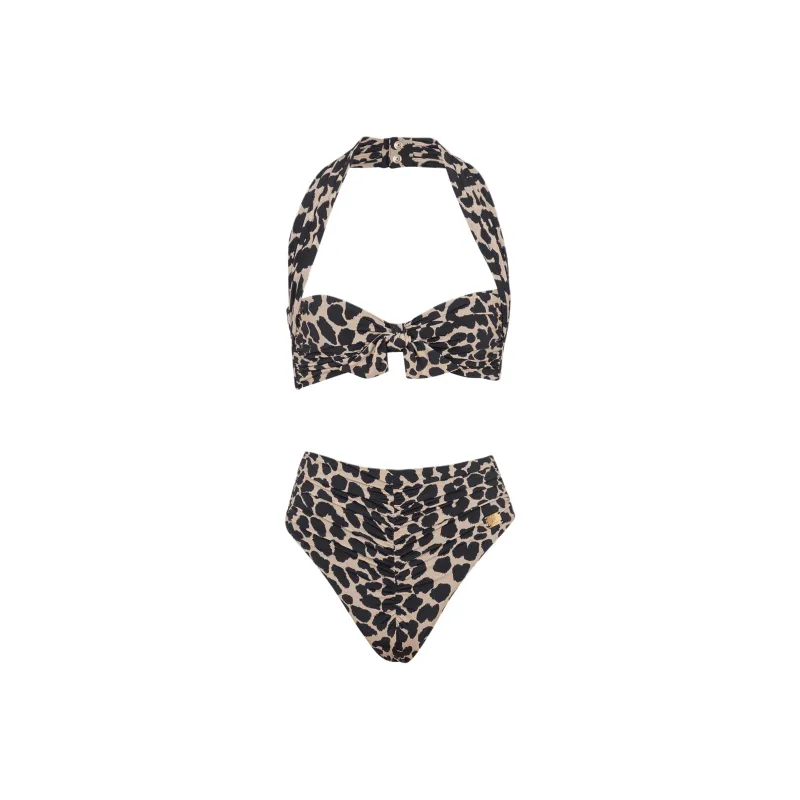 BALMAIN SS25 Two Piece Swimsuit Women's Leopard Print-0