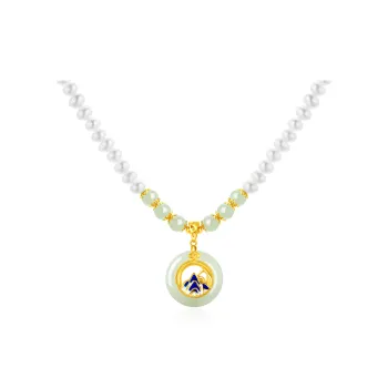 Lao Feng Xiang Hetian Jade Necklaces Pale Greenish White Jade Women's