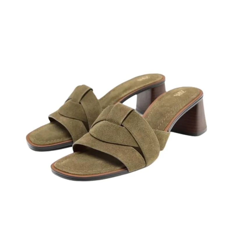 ZARA PU Polyurethane Abrasion Resistant Slide Slippers Women's Green-2