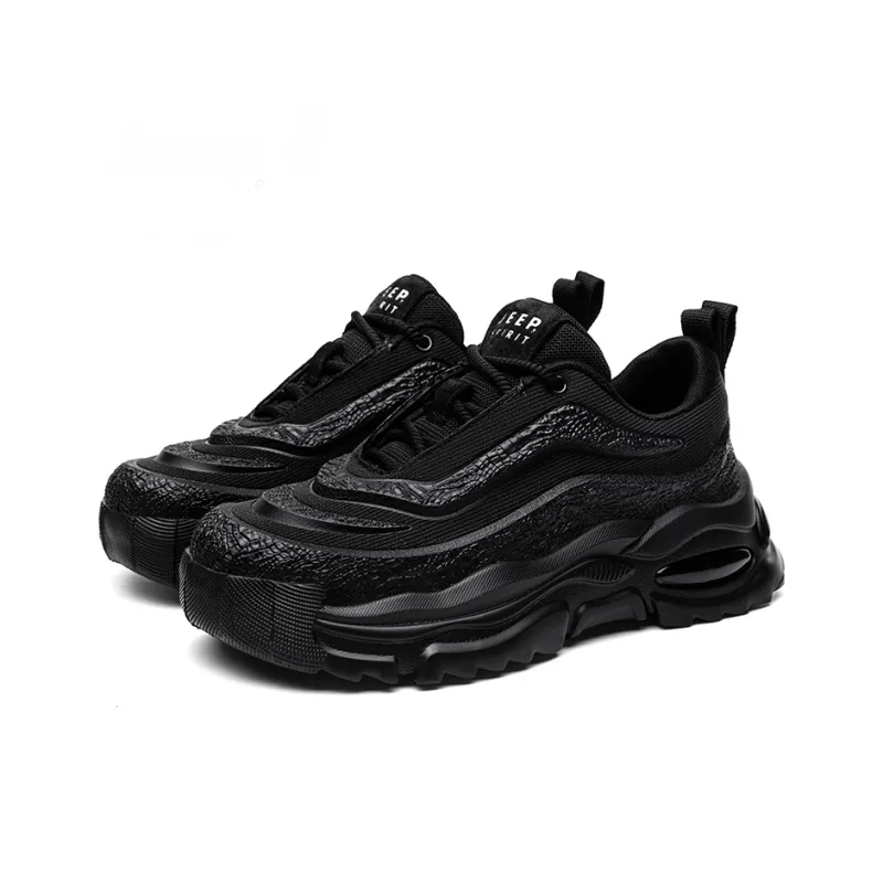 JEEP SPIRIT Shock Absorbers With Slip Resistant And Abrasion Resistant Properties Low Top Chunky Sneakers Men's Black-2