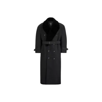 HUGO BOSS Relaxed-Fit Coat In Virgin Wool And Cashmere Coats Men's Gray