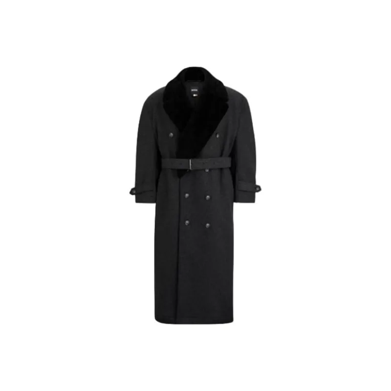 HUGO BOSS Relaxed-Fit Coat In Virgin Wool And Cashmere Coats Men's Gray-0