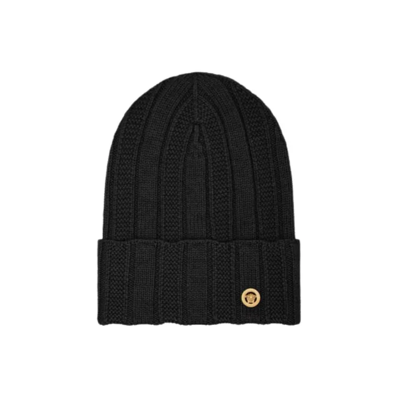 VERSACE Wool, Metal Beanies Men's Black-0