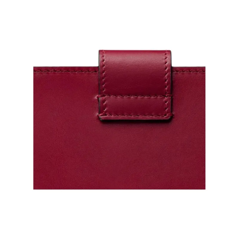 CARTIER Calfskin Card Holder Women's Cherry Red-4