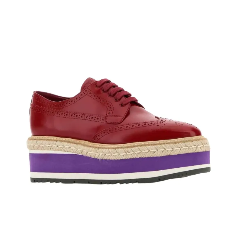 PRADA Casual Single Shoes 6cm Women's Red-2