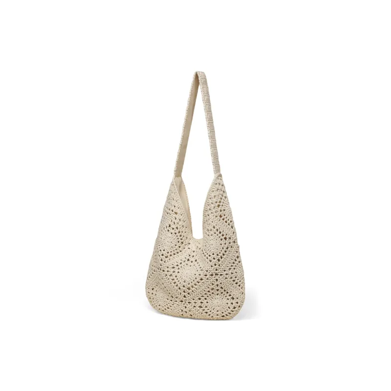 C°BANNER Fabric Shoulder Bag Medium Size Women's Ecru/Khaki-4