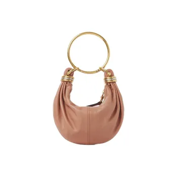 Chloe Buffalo Leather Hobo Bag, Shoulder Bag, Crossbody Bag, Handbag Mini Women's Wooden Orange
