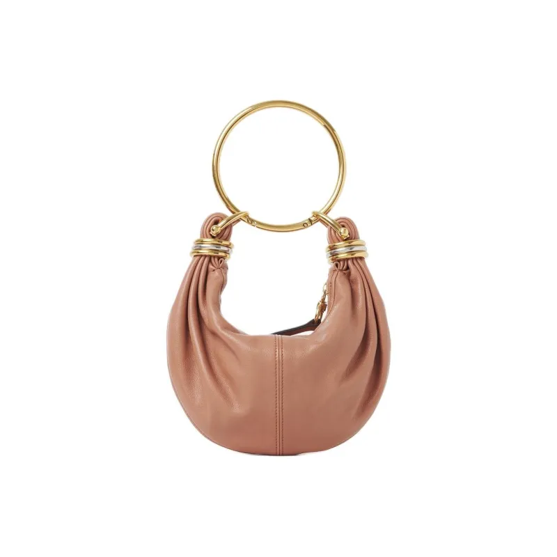 Chloe Buffalo Leather Hobo Bag, Shoulder Bag, Crossbody Bag, Handbag Mini Women's Wooden Orange-0