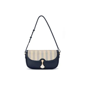 ROBERTA DI CAMERINO Sheepskin Mommy Bag, Shoulder Bag Regular Women's Midnight Blue/Gold Brown