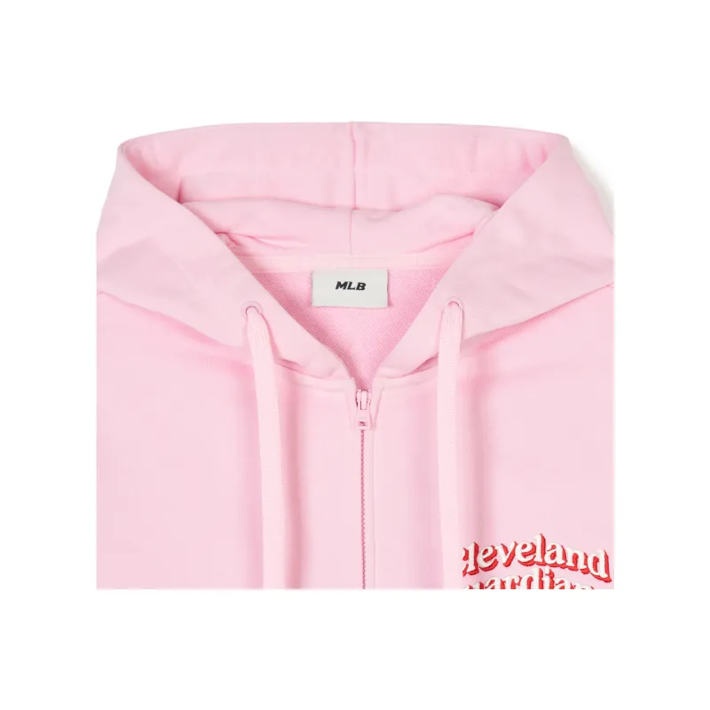 MLB Cleveland Guardians Cropped Coats Women's Pink-2