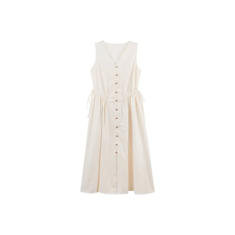 Migu Sleeveless Dresses Women's Beige Apricot-0