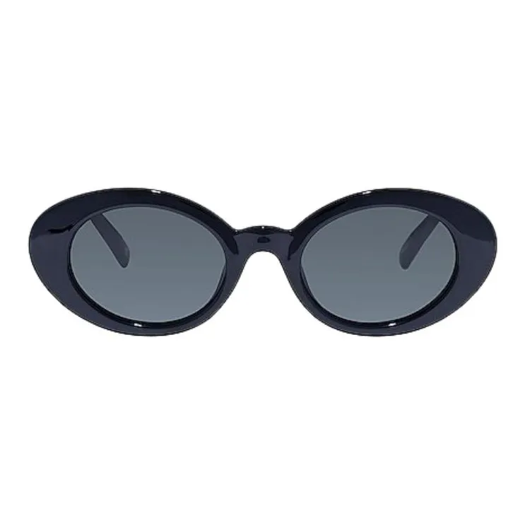 Le Specs Plastic Oval Sunglasses Unisex Black-1