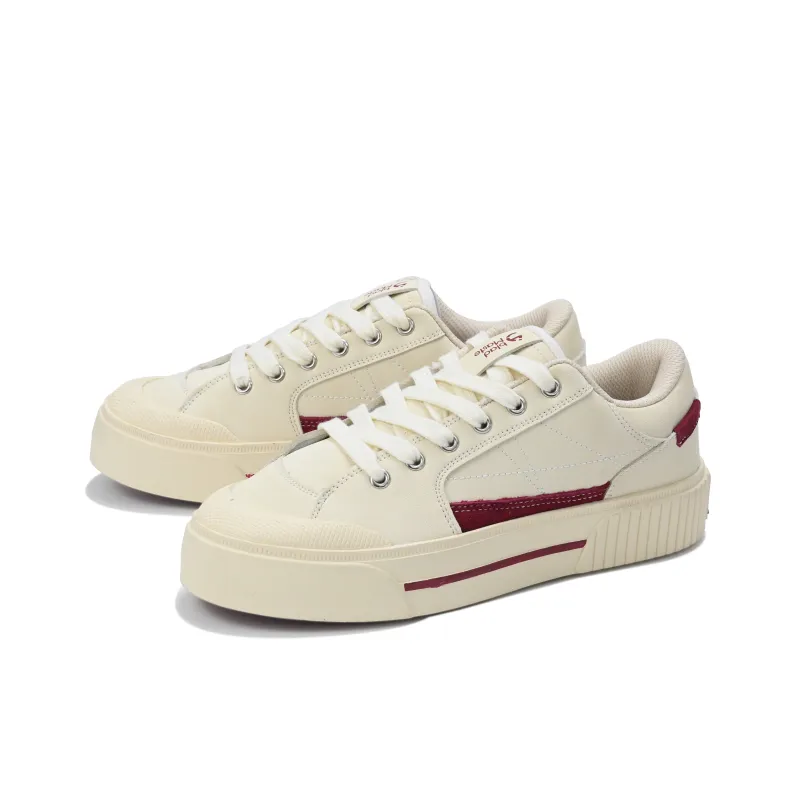 BladMaste Height Increasing Cushioning Low Top Skateboard Shoes Unisex Beige Burgundy-2