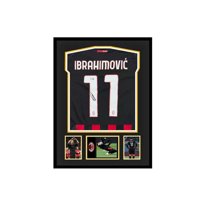 Three For AC Milan Team Black Jersey Exquisite Mounting, Outer Frame Approx. 65x85cm-0