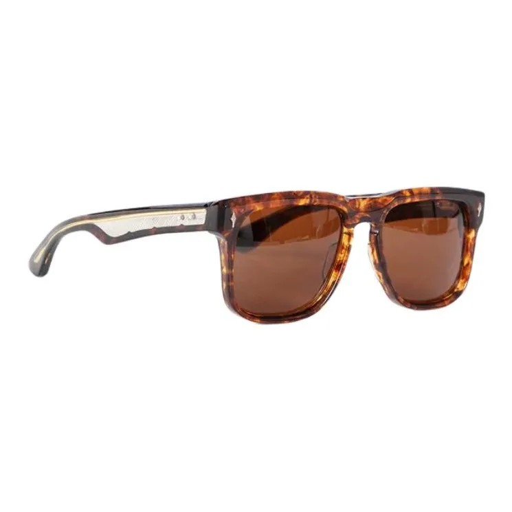 JACQUES MARIE MAGE Acetate Silver Square Sunglasses Women's Tortoiseshell-1